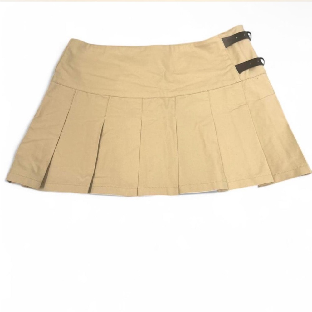 Brandy Melville Tan Pleated Skater Mini Skirt